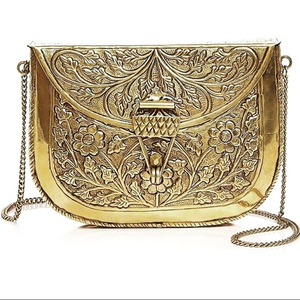 Elegant Steel Alloy Metal <b>Clutch</b> for Women Premium Evening Bag with Crystal <b>Embellishments</b> Chain Strap HF CRAFTS - Product Image 5