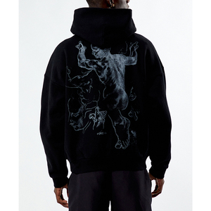 Sweat à capuche à impression en relief, fabricant OEM, en molleton de coton épais avec logo 3D en relief, style streetwear pour marques et commandes en gros - Product Image 2