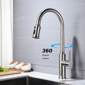 Rubinetto da Cucina a Doppia Maniglia con Doccetta Estraibile, Acciaio Inox 304, Finitura Lucida in Ottone, Superficie Bronzo, Miscelatore da Cucina DK - Product Image 3