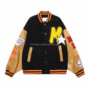 แจ็กเก็ตทีมเบสบอลบอมเบอร์แจ็คเก็ตทีมตัวแทนทีมเบสบอลผ้าขนแกะสไตล์เท่สำหรับผู้ชาย - Product Image 2