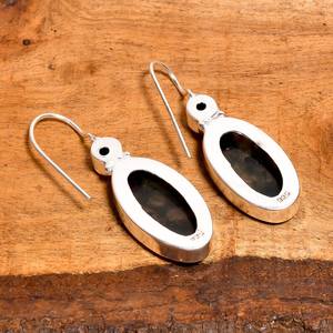 ต่างหูเงินแท้ 925 ประดับพลอยอาเกตทรงรีลายป่าธรรมชาติ งานแฮนด์เมดสไตล์โบโฮ ของขวัญสำหรับผู้หญิง - Product Image 6