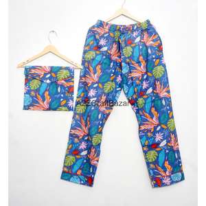 Conjunto de Pijama para Dama de Honor, 100% Algodón, Suave, Transpirable, de Secado Rápido, con Estampado Floral, Estilo Indio, Largo, Mangas Largas, Cintura Elástica - Product Image 2