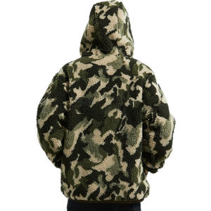 Veste d'hiver à logo personnalisé, couleur unie, fermeture éclair, capuche ample, manches longues, veste d'hiver en sherpa, veste en polaire pour homme - Product Image 5