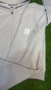 Custom Zipper <b>Puller</b> Solid Color Cotton Fleece Men Tracksuit High Street Embroidered Logo Men Tracksuit - Product Image 4