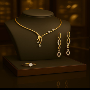 ชุดเครื่องประดับรูปหยดน้ำสุดหรู ประกอบด้วยสร้อยคอทันสมัยและแหวนเข้าชุด มีจำหน่ายในราคาขายส่ง - Product Image 3