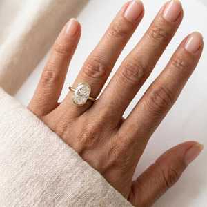 แหวนเพชรทรงรี 3.00 กะรัต แบบยูนิเซ็กซ์ ทองคำแท้ 14K เพชรเพาะเลี้ยงในห้องปฏิบัติการ ของขวัญเซอร์ไพรส์สำหรับงานแต่งงาน ของขวัญสำหรับแฟนสาว - Product Image 4