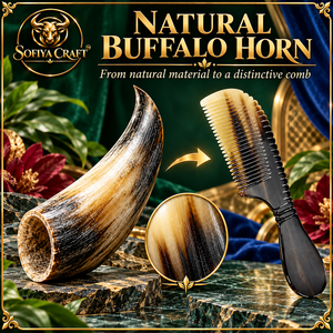 Peigne SOFIYA CRAFT en corne de buffle naturelle, fait main, écologique, moderne, à dents larges et fines, antistatique, pour cheveux et barbe, Nouvel An - Product Image 5