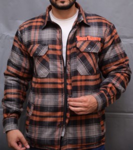 Camisa de Franela a Cuadros Gris Óxido, Sobrecamisa de Trabajo de Algodón Cepillado Pesado con Bolsillos Dobles en el Pecho para Uso Casual al Aire Libre - Product Image 6