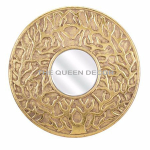 Modern Look Round Shape <b>Gold</b> Aluminum Metal Wall <b>Mirror</b> <b>Frame</b> With Usage Minimalistic Room Wall Mounted Home Decoration - Product Image 1