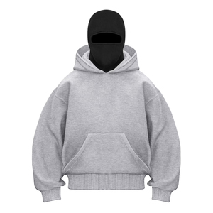 Sweat-shirt à capuche unisexe surdimensionné en molleton gris uni, coupe classique, avec poches, idéal pour l'hiver, écologique, avec logo frontal et fermeture éclair. - Product Image 1