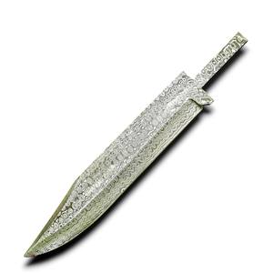 Cuchillo Bowie de Caza de Acero Damasco de Alta Calidad con Patrón de Gota de Lluvia, Hoja Completa, Suministros para Fabricación de Cuchillos, Hojas en Blanco OEM - Product Image 1