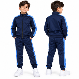 Conjunto Deportivo Personalizado para Niños y Niñas, Traje de Entrenamiento Deportivo de Poliéster con Franja Lateral Única - Product Image 5