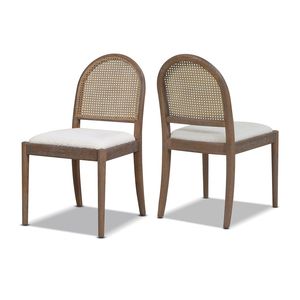 Set di 2 sedie da pranzo laterali in rattan curvato Panama da 18,5 pollici, colore bianco avorio, bouclé - Product Image 6