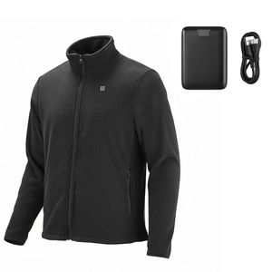 Veste polaire chauffante pour homme, batterie rechargeable 7,4 V 16000 mAh, 6 zones chauffantes, 3 niveaux de température, sweat-shirt 7,4 V 16000 mAh - Product Image 1