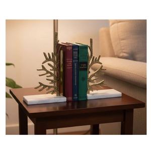 Sujetalibros de Aluminio Pulido con Hoja Dorada Antigua, 27x23cm, Organizador de Escritorio para Estudio/Hogar, Regalo para Amantes de los Libros, Sala de Estar - Product Image 2