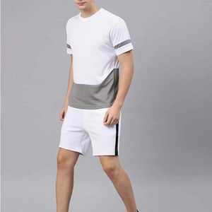 เสื้อยืดออกกำลังกายผู้ชายทรงสลิมฟิตผ้าฝ้ายออร์แกนิคสีพื้นแบบคัลเลอร์บล็อกขายส่งขายดีที่สุด พร้อมบริการออกแบบโลโก้ OEM - Product Image 4