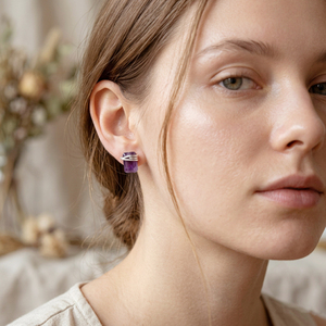 Elevated Minimalist Quartz Citrine <b>Stud</b> Earrings Brass Gemstone Silver Finish Ear <b>Studs</b> Wholesale 2026 Handmade Wearable Art - Product Image 5