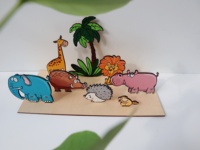 Delarchi Vietnam Sculpture en bois d'imitation antique polie, ensemble d'artisanat pour enfants - Modèle 3D coloré, jouet de décoration de vacances