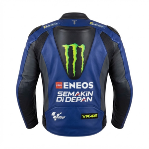 Chaqueta de Motociclismo para Hombre, Marca Ramaha, de Cuero Vacuno Genuino, con Protección de Nivel 2 CE y Soporte para la Espalda - Product Image 2