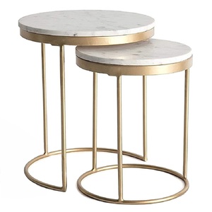 Stylish Metal <b>Nesting</b> <b>Table</b> With Marble Top Set Unique Design Home Furniture Space Saving Multi Purpose <b>Tables</b> - Product Image 1