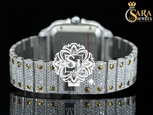 Hot Sale Elegant Black and White Moissanite Diamond <b>Wristwatch</b> for Weddings Celebrations and Business Style Available for Sale - Product Image 3