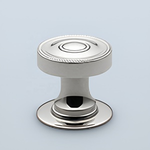 Bouton de meuble rond moderne en laiton nickel poli, quincaillerie durable pour tiroirs et portes, poignées de style factice - Product Image 1