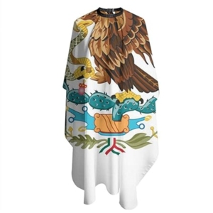 Capa de Peluquería con Estampado de Águila Mexicana, Desechable, de PVC y Poliéster, Antiadherente, para Salón de Belleza, con Cierre a Presión en el Cuello - Product Image 1