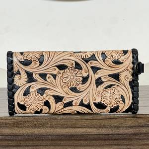 Cartera de mano de cuero genuino con estampado floral para mujer, nueva y elegante, tarjetero y monedero con diseño de cerezas para compras - Product Image 5