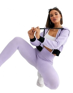 Survêtement de Yoga respirant à capuche avec fermeture éclaire, bloc de couleurs, vente en gros, économique, - Product Image 1