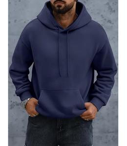 Nueva Colección Sudadera con Capucha para Hombre, 100% Algodón, Forrada, Manga Larga, Cuello Caído, Color Sólido, Cómoda, Tallas Grandes, Personalizable - Product Image 5