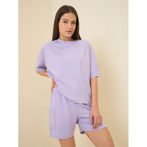 Conjunto de Camiseta y Pantalones Cortos con Estampado Gráfico para Mujer, Manga Corta, 2 Piezas, Atuendo Casual de Verano, Fabricante OEM ODM Personalizado - Product Image 4