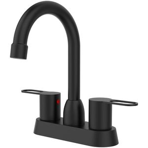 Rubinetto per Lavabo RV Nero Opaco a 2 Maniglie, Miscelatore per Lavabo a 3 Fori per Bagno - Product Image 1
