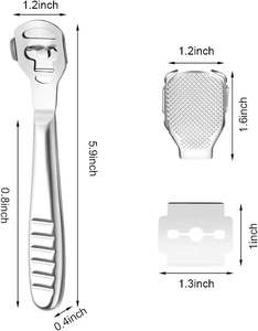 Râpe professionnelle pour les pieds, éliminateur de callosités, en acier inoxydable avec système de lames remplaçables, 10 lames pour les pieds, les talons et les mains - Product Image 1