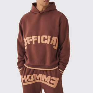 Nouvel ensemble de survêtement sportif décontracté à capuche pour homme, 2-en-1, imprimé uni, 100 % coton, vente en gros, le plus vendu - Product Image 4