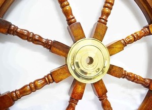 <b>Wooden</b> Ship Wheel Nautical Wall Decor <b>Rustic</b> Maritime Steering Wheel Coastal Beach House Hanging Decoration - Product Image 4