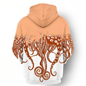 MANUFACTURER Sweat à capuche d'hiver pour homme, personnalisé, sublimé, motif pieuvre, blanc pêche, écologique, respirant, séchage rapide, pour l'extérieur - Product Image 2