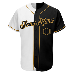 Maillot de baseball personnalisé bicolore 100% polyester, nom de l'équipe, numéro du joueur, manches courtes, fermeture à pression, col de baseball, softball - Product Image 1