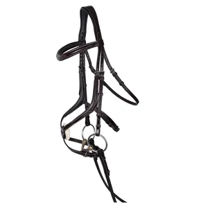 Bridon en cuir brun doux de luxe - Équipement équestre indien de haute qualité et confortable pour courses de chevaux, design personnalisable - Product Image 1