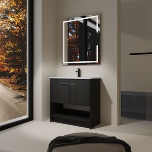Meuble-lavabo autoportant de 36 pouces avec 2 portes à fermeture douce, vasque en céramique et armoire en contreplaqué - Meubles-lavabos - Product Image 1