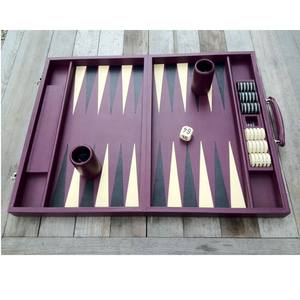 Jeu de backgammon portable avec étui de transport verrouillable, plateau de jeu de 15 pouces, style fibre de carbone, en cuir, pour pub, bar et famille - Product Image 5