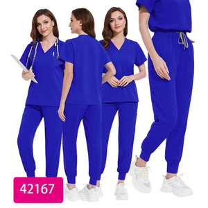 Uniformes Médicos Elásticos, Conjuntos de Uniformes Unisex con Cuello en V y Manga Corta, Ropa de Hospital de Lona - Product Image 6