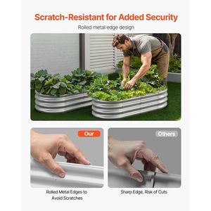 Fioriera Ovale Rialzata da Esterno Grande 4 x 2 x 1 piedi, Zincata con Fondo Aperto, Vaso per Fiori e Piante - Product Image 4