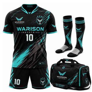 OEM Service Football Jersey Set With Short Socks And Bag Pack Sublimation Men's Soccer Uniform Kit With Custom Name And Number - Product Image 1