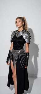 <b>Silver</b> Plated Stainless Steel Armor Set With Chainmail <b>Skirt</b> - Product Image 2