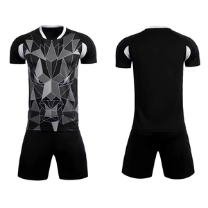 Conjunto de Camiseta de Fútbol Geométrica Sublimada para Hombre, Uniforme Deportivo de Manga Corta que Absorbe la Humedad, para Todas las Temporadas, Patrón Blanco y Negro - Product Image 2