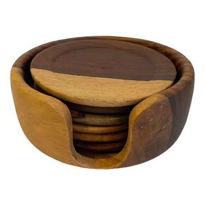 Posavasos de Madera con Soporte de Metal, Posavasos Redondos de Madera para Té, Café y Bebidas Frías, Posavasos de Madera en Oferta - Product Image 5
