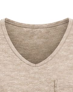 T-shirt décontracté pour femme, col en V, beige personnalisé, manches courtes, mélange de coton, doux, léger, avec poche, confortable pour tous les jours, été - Product Image 6