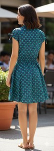 Vestidos Casuales Personalizados para Mujer, Tejidos, 100% Algodón Ecológico, Cuello en V, Manga Corta, Estampados, Corte en A, Ajuste Entallado, Botones Naturales - Product Image 3