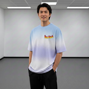 Nouveaux T-shirts Homme Oversize Tendance 100% Coton Effet Pulvérisé Épaules Tombantes Col Rond Manches Courtes Respirants Grandes Tailles Hip Hop - Product Image 1