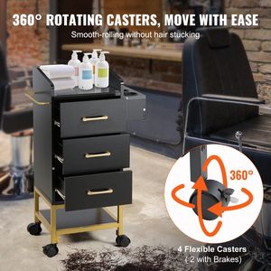 Carrello portaoggetti salone capote in vetro Hair Salon Station Stylist porta cassetto asciugatrice 4 ruote (2 chiudibili a chiave) per barbiere - Product Image 6